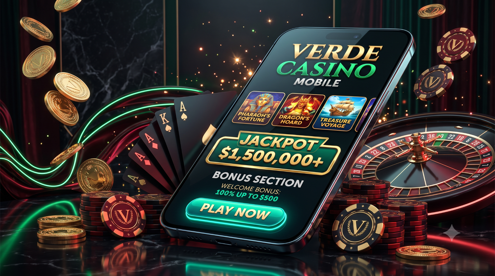 Verde Casino mobile con bonus e jackpot su smartphone